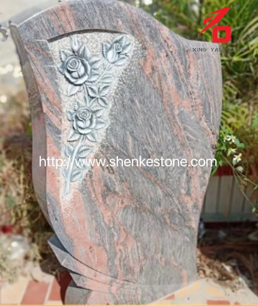 Brazil Red Dragon Granit izrezljane nagrobnike Rose na prodaj