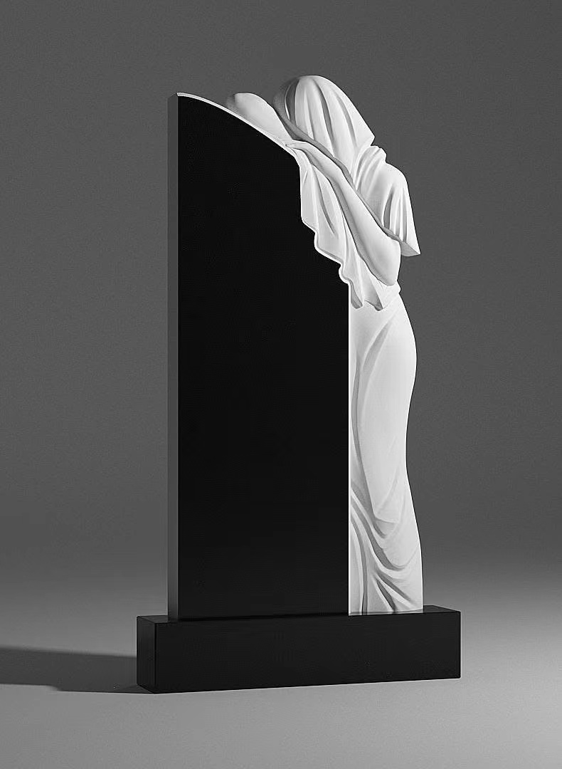 Kitajska Xingyan Russian Style Mourner Sculpture Funeral Commemoration Črno -beli kamnita roka izrezljana čustvena resonanca Verska in kulturna integracija